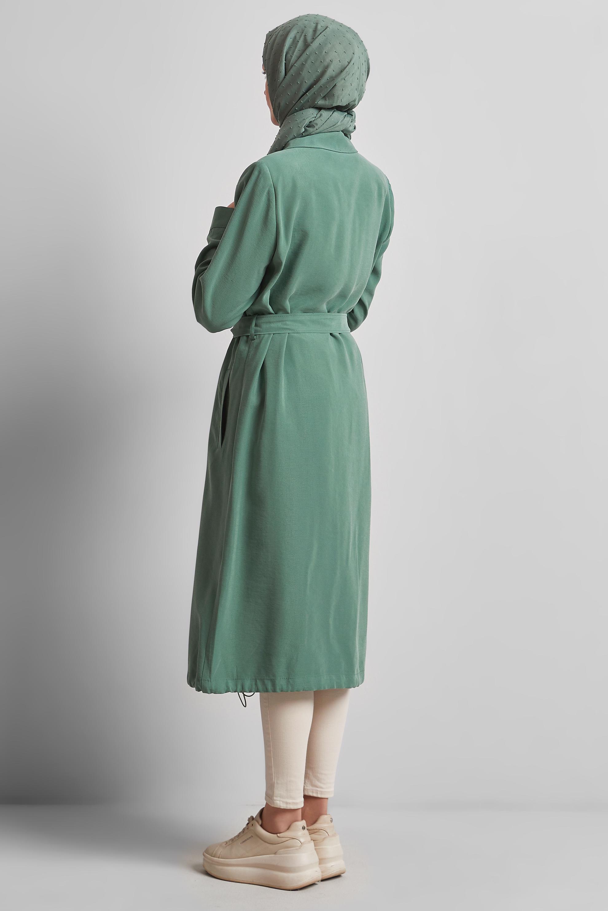 Vêtements hijab VERT VESTE CEINTURÉE 45444