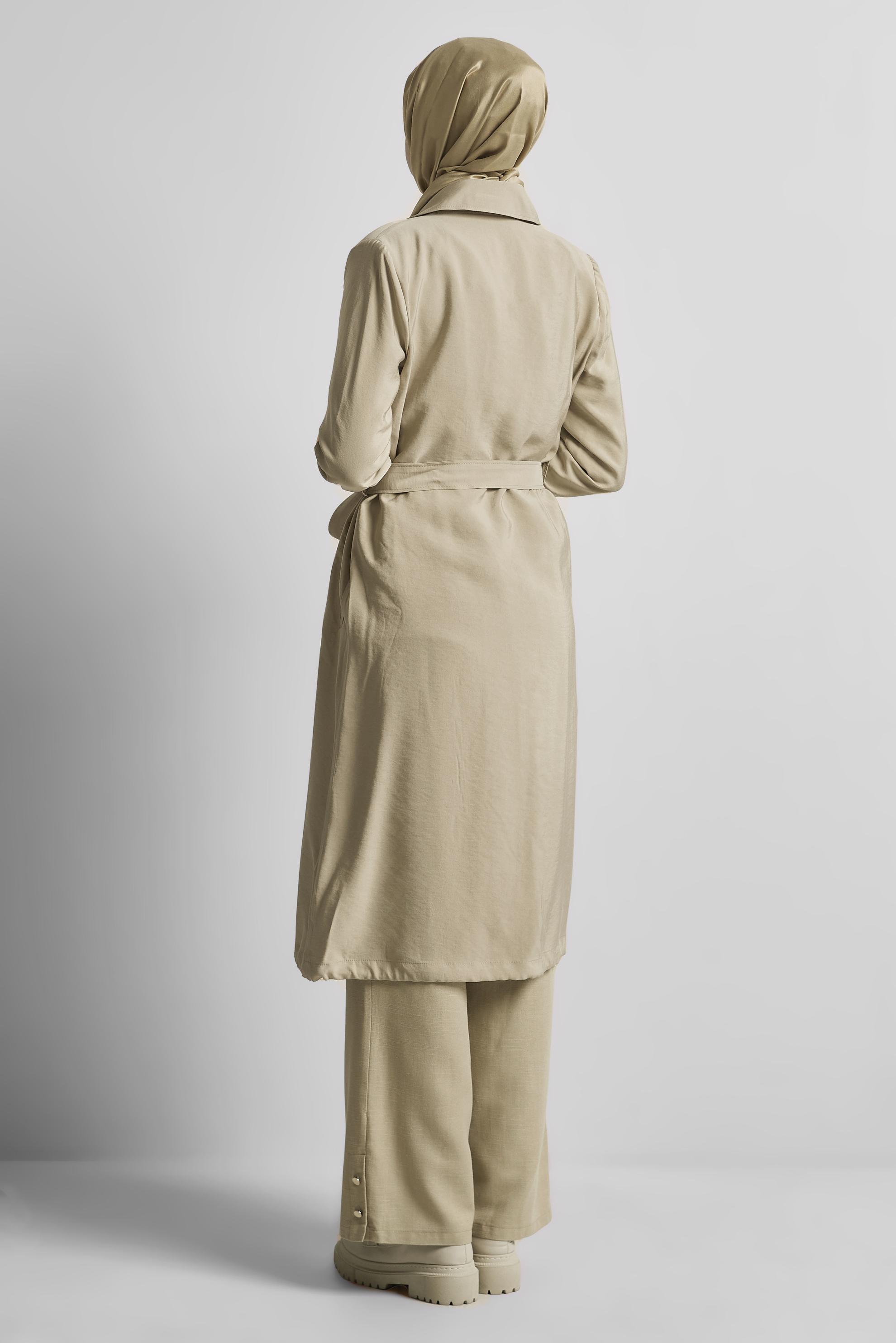 Vêtements hijab BEIGE VESTE CEINTURÉE 45444