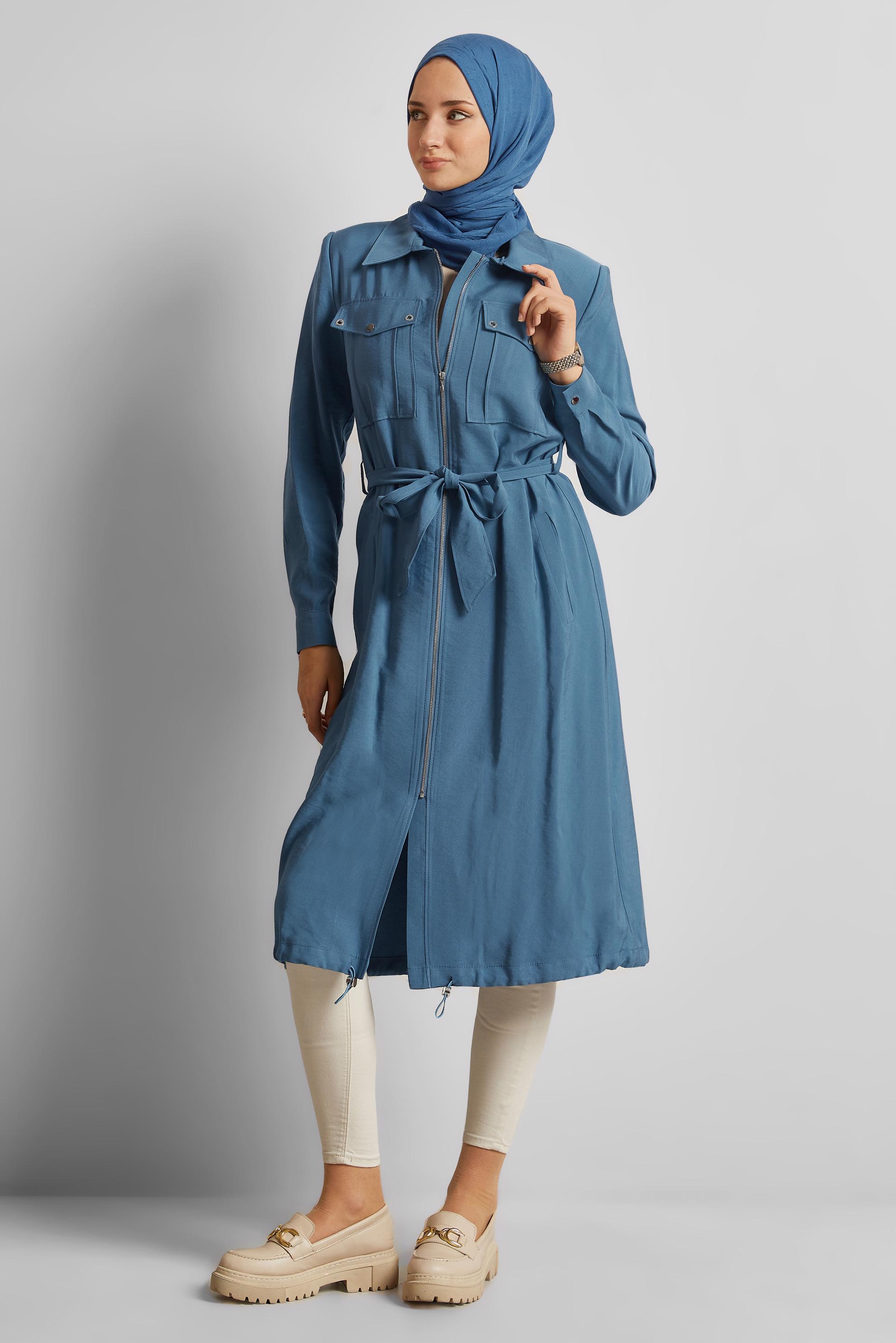 Vêtements hijab BLEU MARINE VESTE CEINTURÉE 45444