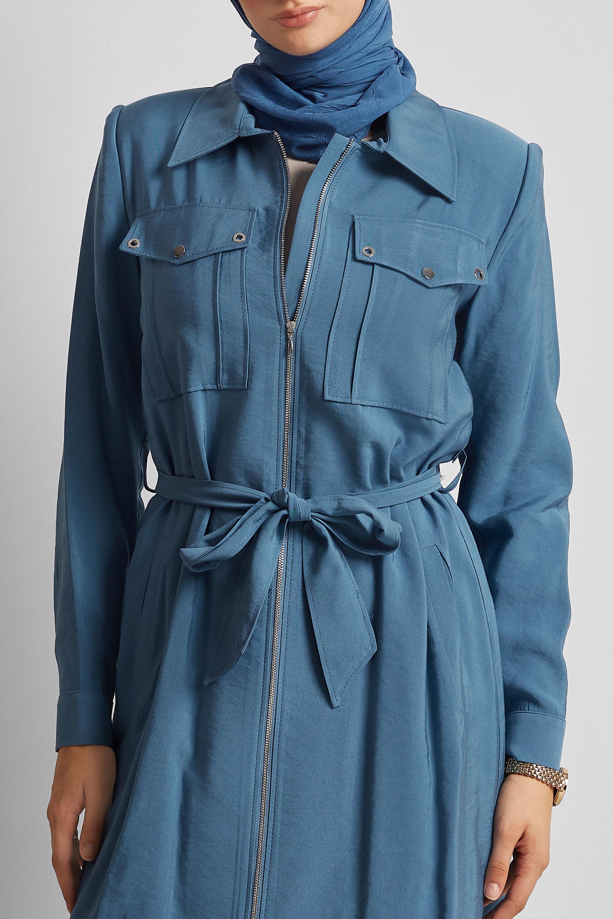 Vêtements hijab BLEU MARINE VESTE CEINTURÉE 45444