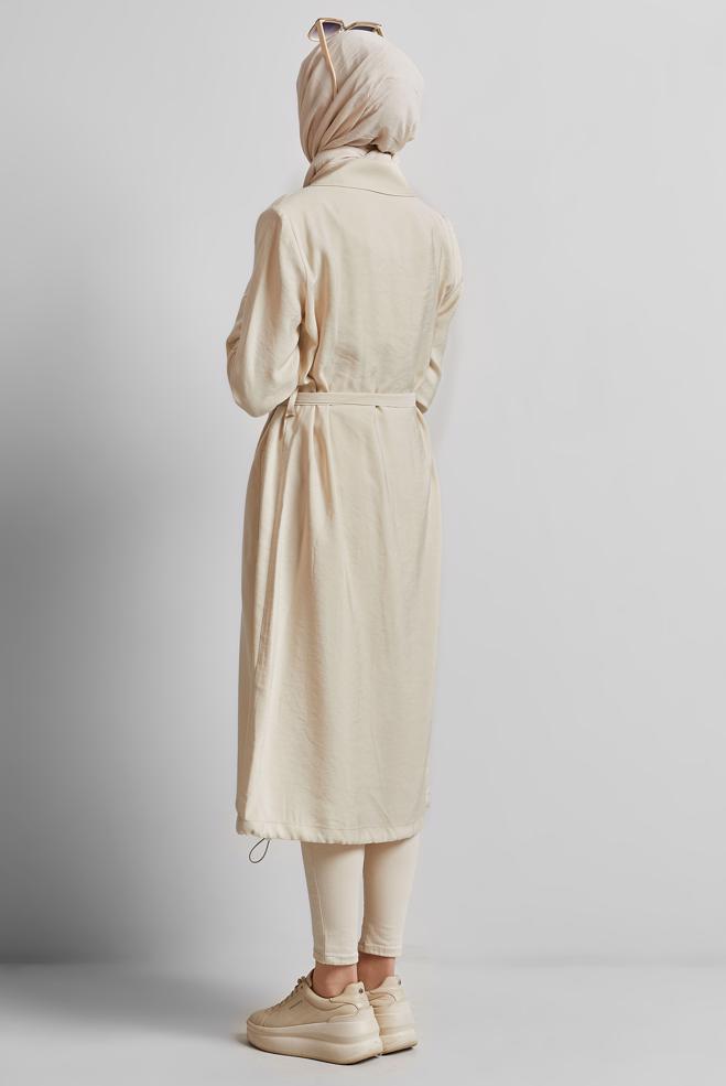 Hijab clothing BEIGE BELTED JACKET 45444 - ALVİNA
