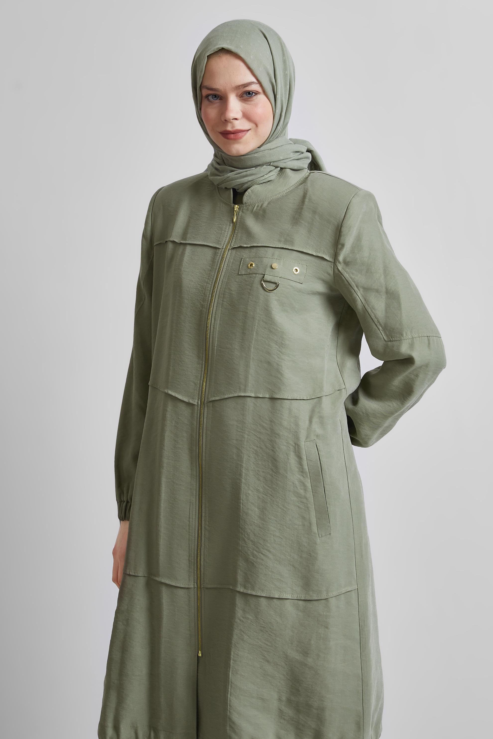 Tesettür giyim HAKİ FERMUARLI GİY ÇIK 45445