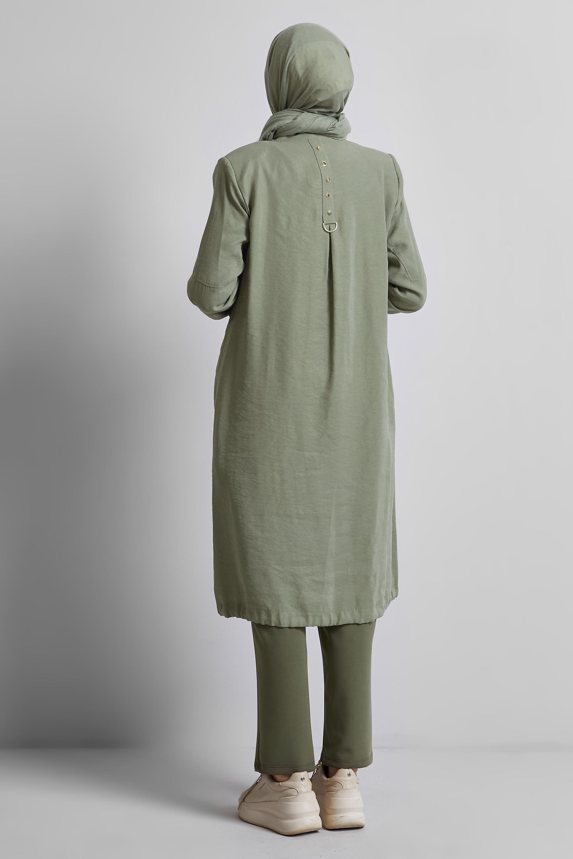 Tesettür giyim HAKİ FERMUARLI GİY ÇIK 45445