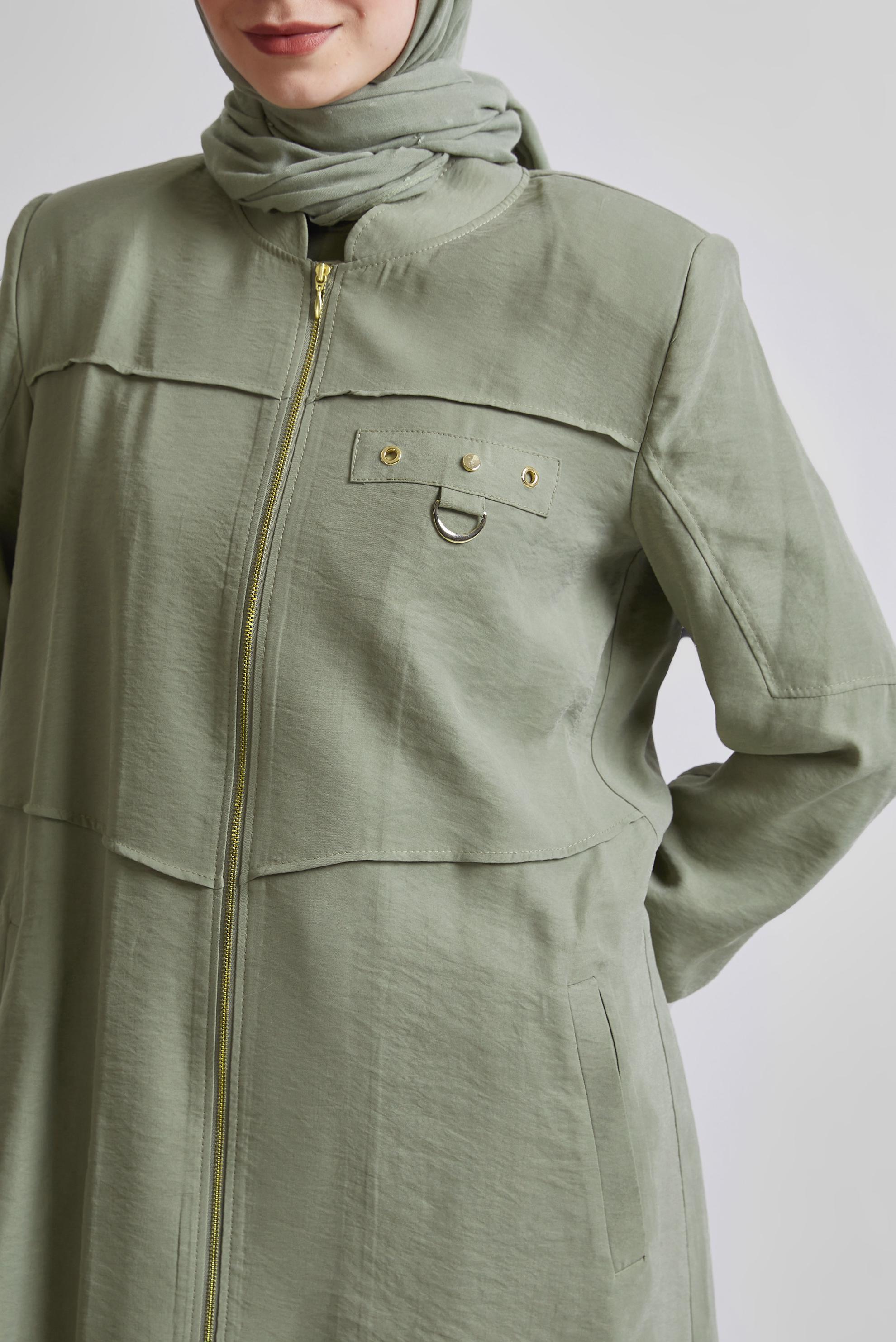 Tesettür giyim HAKİ FERMUARLI GİY ÇIK 45445