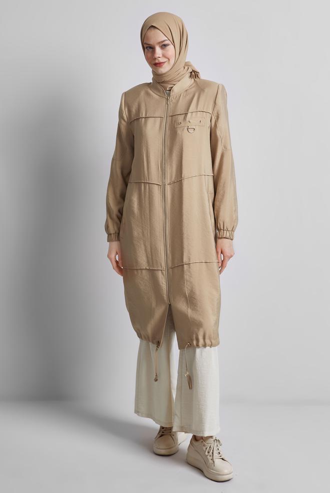 Hijab clothing BROWN ZIPPERED JACKET 45445 - ALVİNA