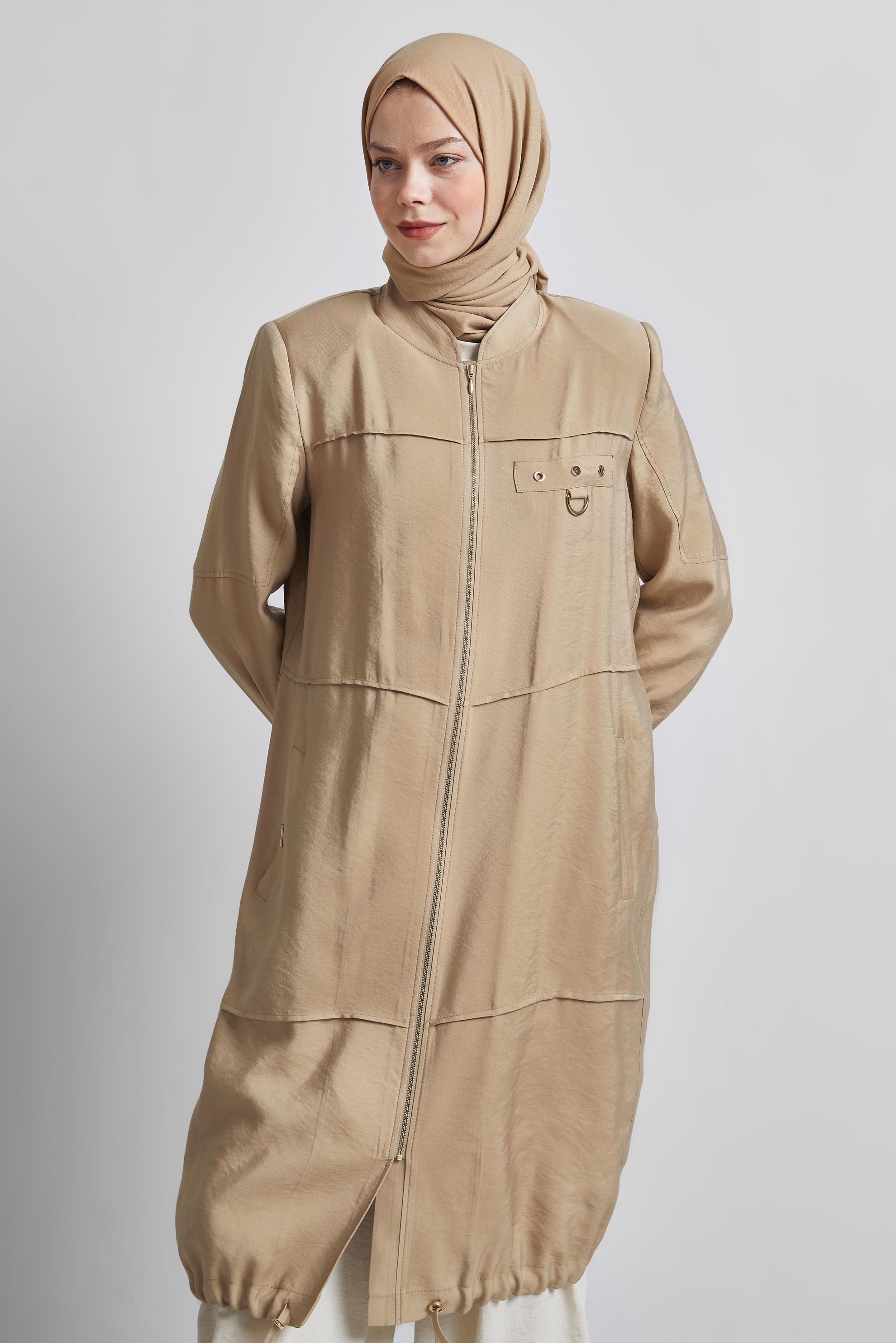 Vêtements hijab BRUN VESTE ZIPPÉE 45445