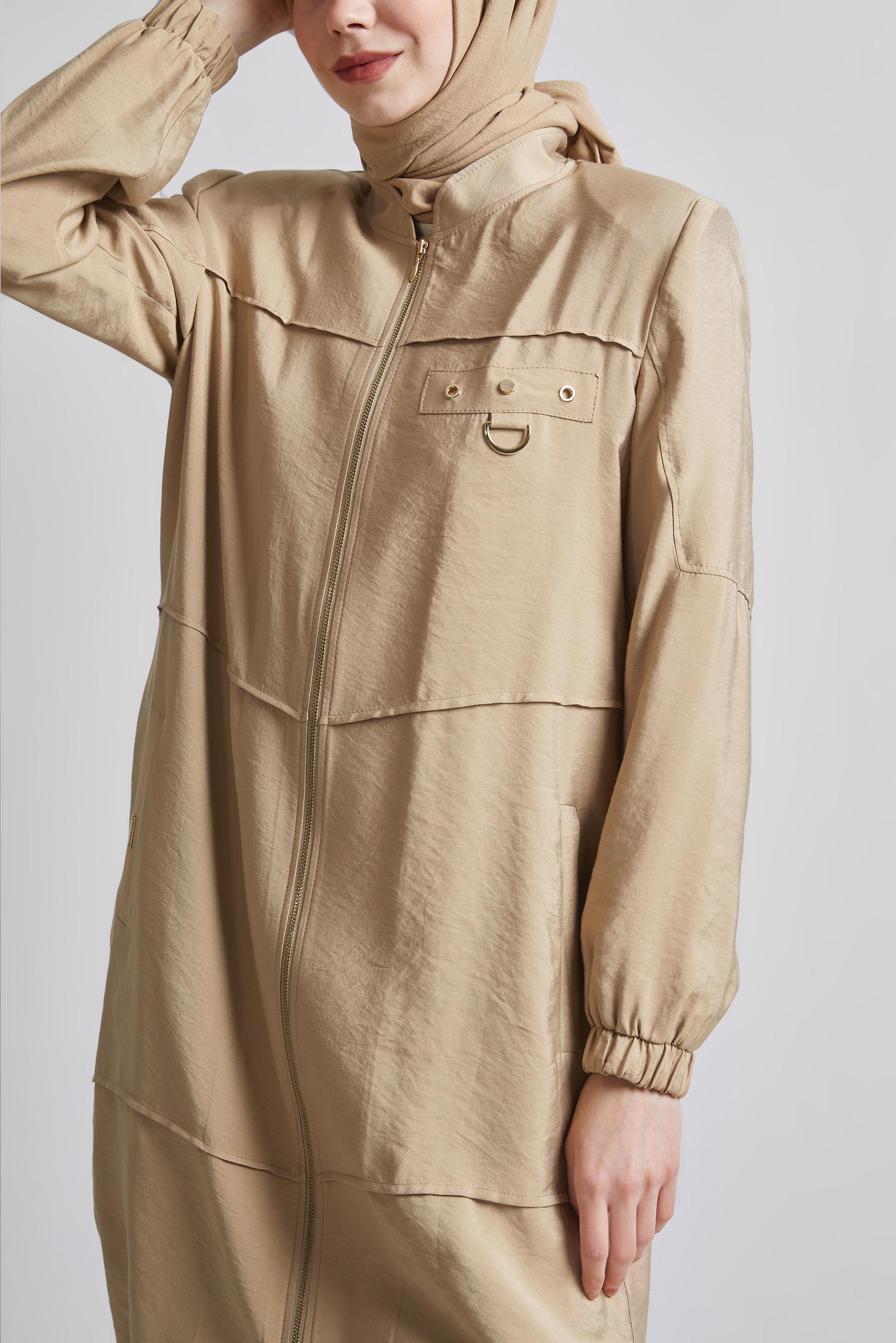 Vêtements hijab BRUN VESTE ZIPPÉE 45445