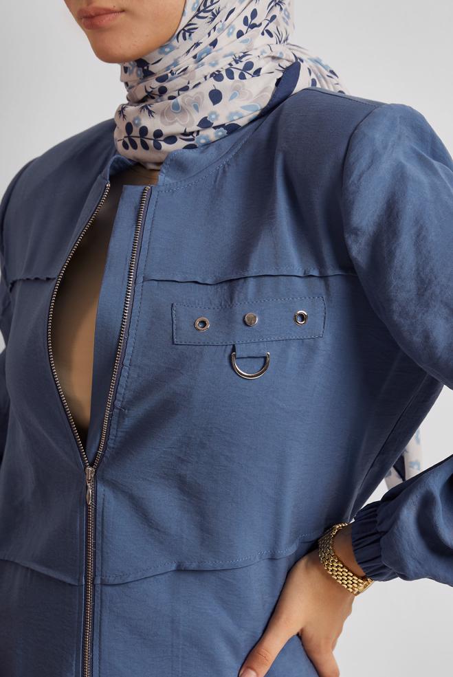 Hijab clothing NAVY BLUE ZIPPERED JACKET 45445 - ALVİNA