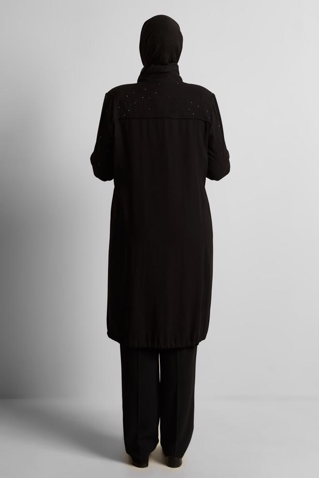 Vêtements hijab NOIR VESTE AVEC BIJOU 45446 - ALVİNA