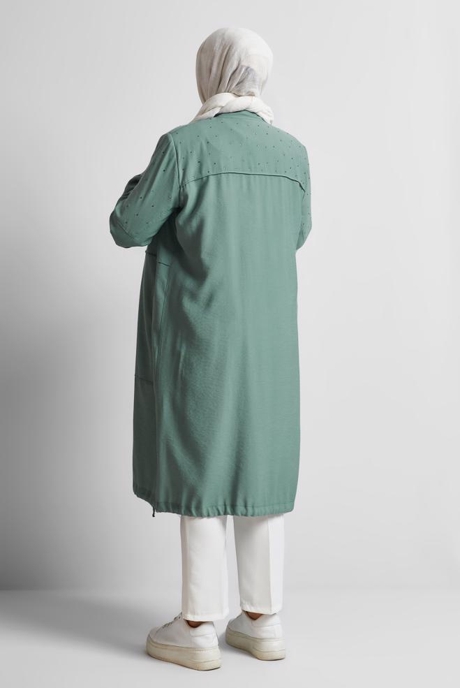 Vêtements hijab VERT VESTE AVEC BIJOU 45446 - ALVİNA