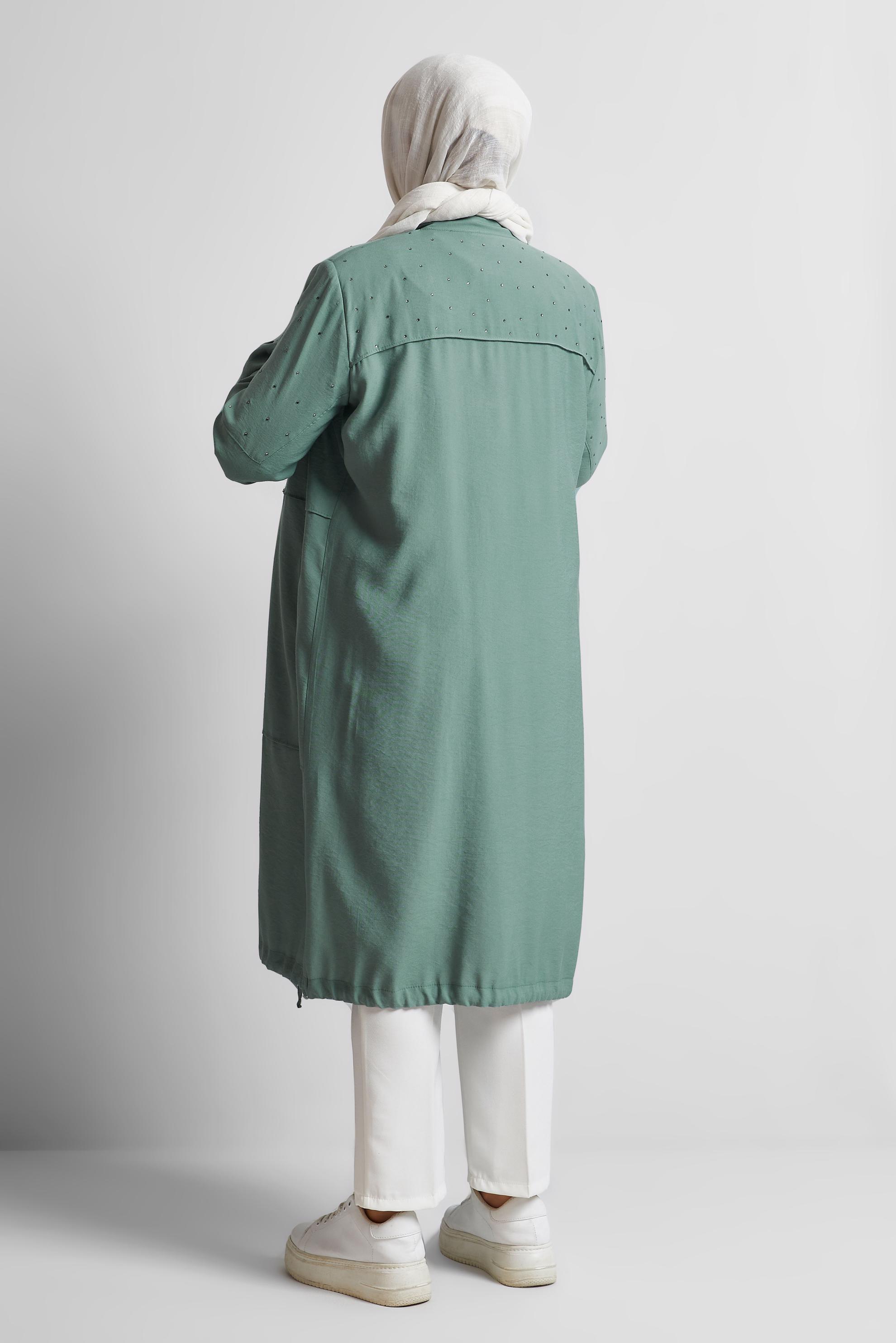 Vêtements hijab VERT VESTE AVEC BIJOU 45446