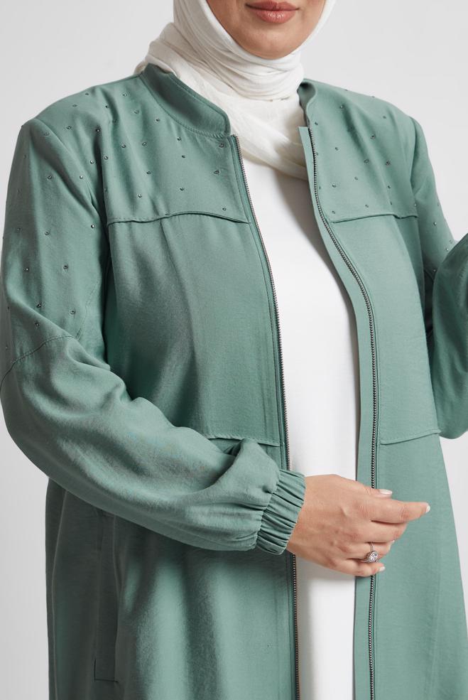 Vêtements hijab VERT VESTE AVEC BIJOU 45446 - ALVİNA