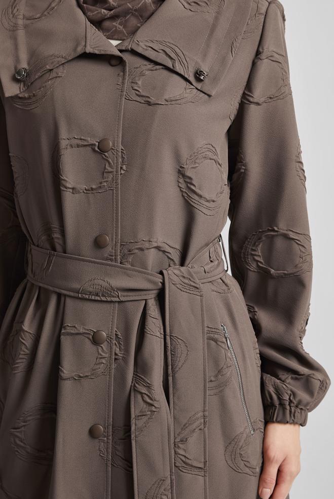 Vêtements hijab BRUN VESTE CEINTURÉE 45460 - ALVİNA