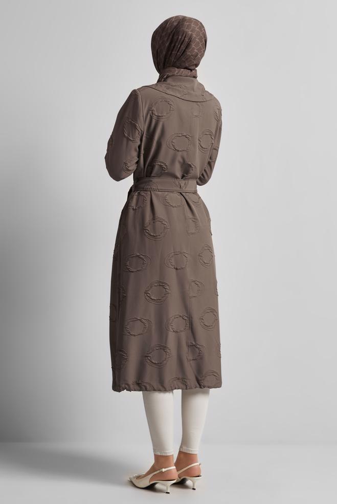 Vêtements hijab BRUN VESTE CEINTURÉE 45460 - ALVİNA