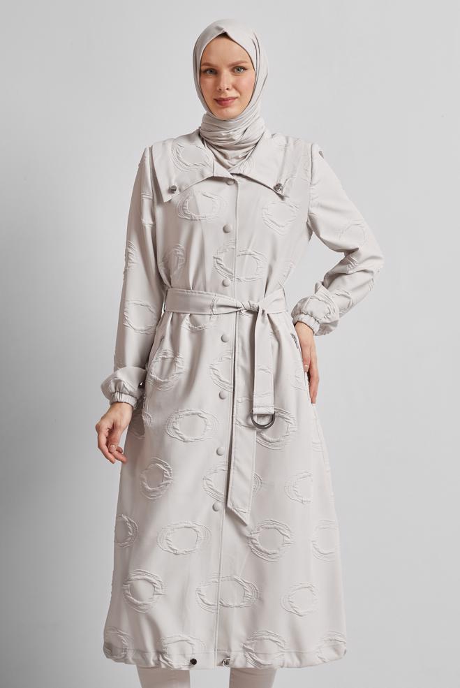 Hijab clothing BEIGE BELTED JACKET 45460 - ALVİNA