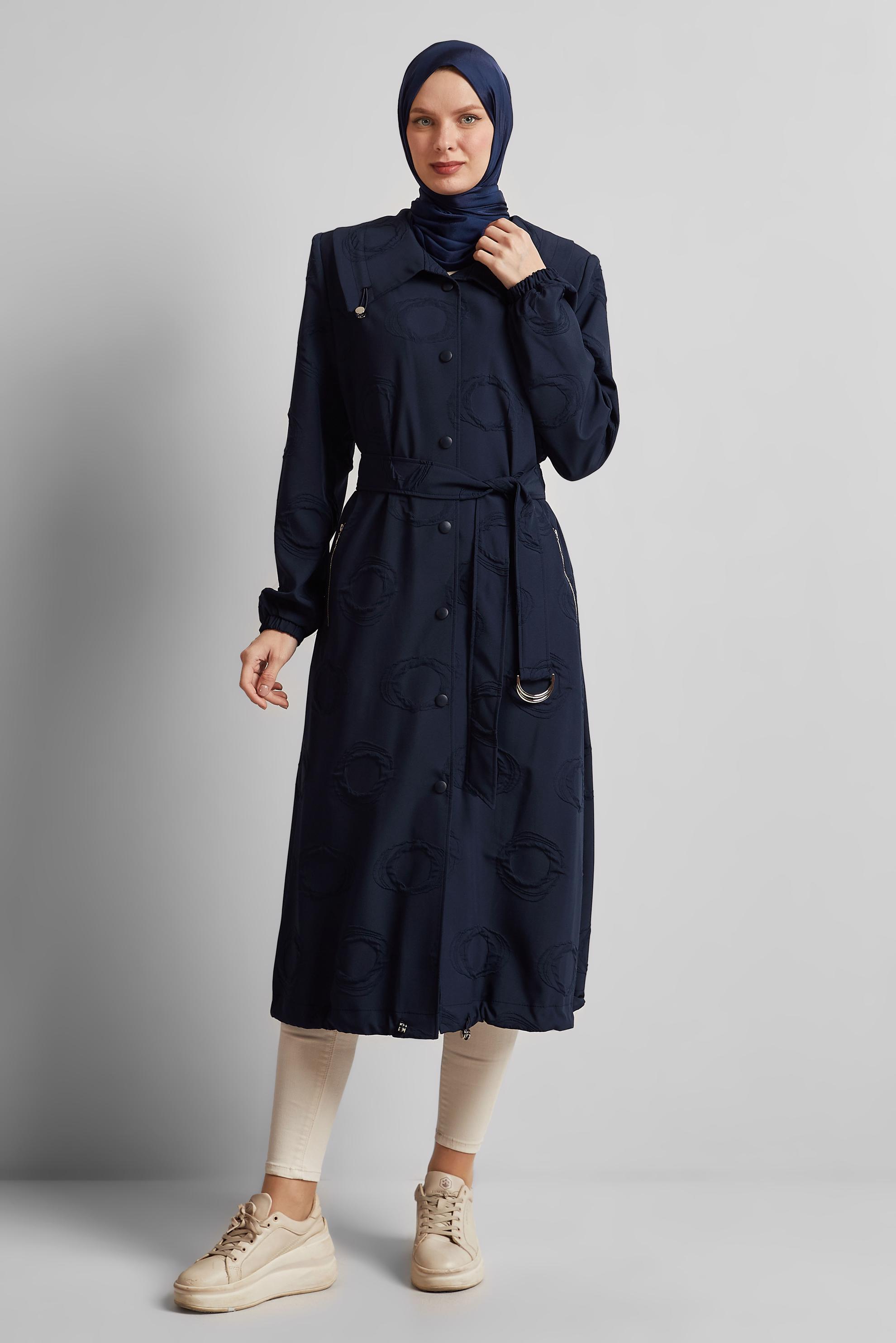 Vêtements hijab BLEU MARINE VESTE CEINTURÉE 45460