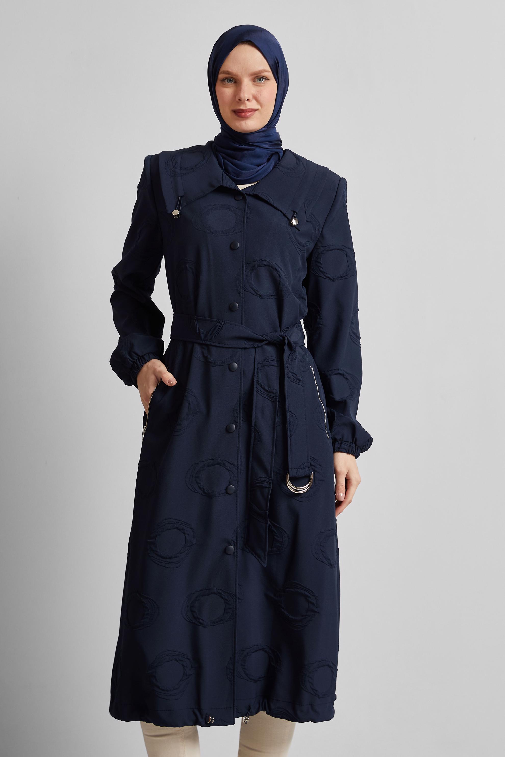 Vêtements hijab BLEU MARINE VESTE CEINTURÉE 45460