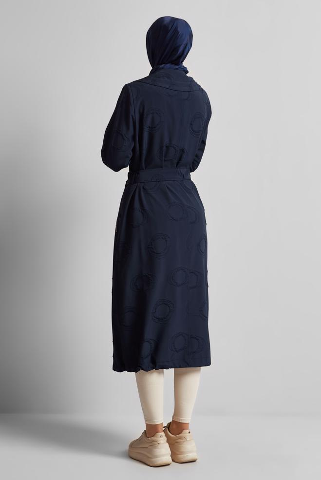 Hijab clothing NAVY BLUE BELTED JACKET 45460 - ALVİNA