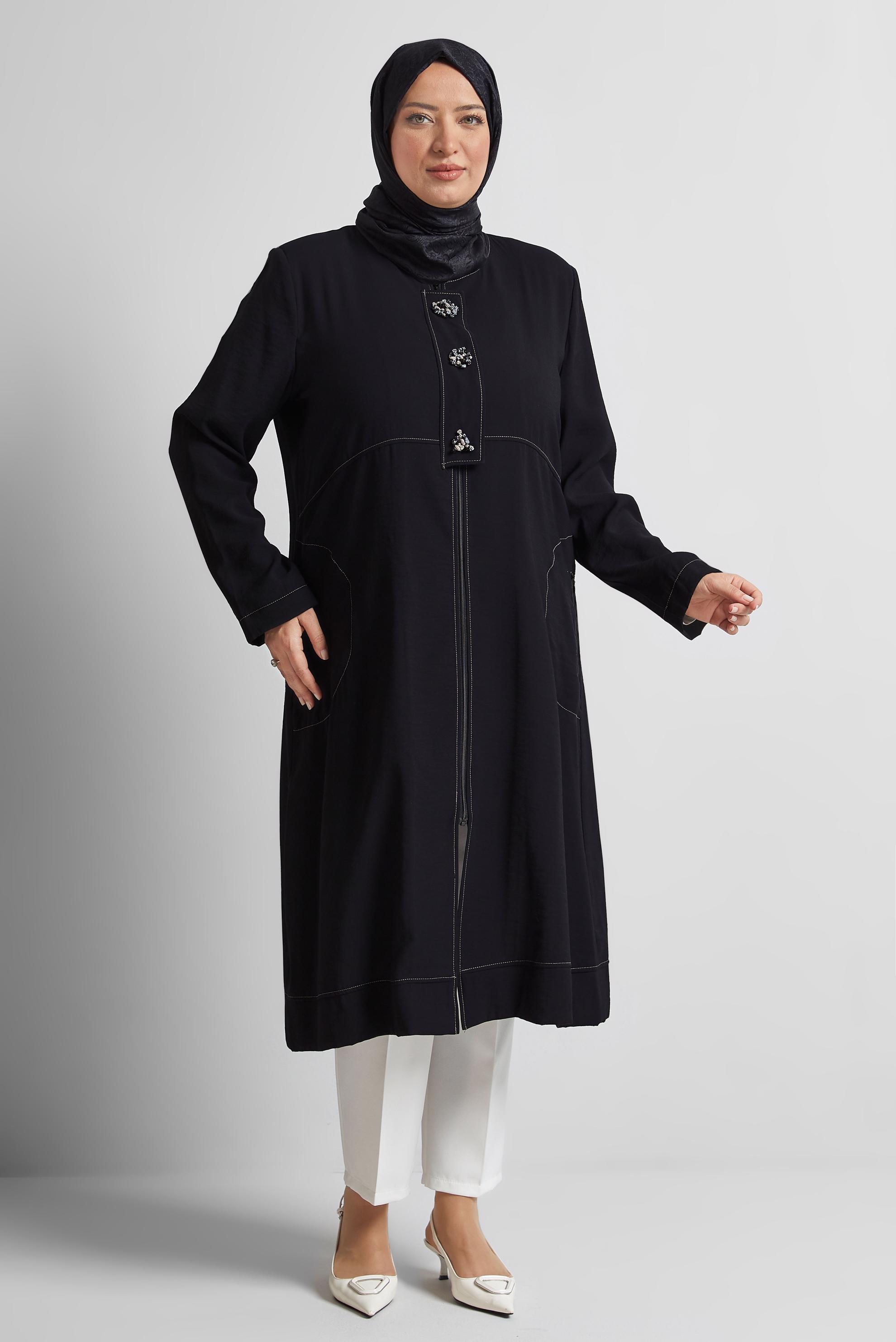 Vêtements hijab NOIR VESTE ZIPPÉE 45466