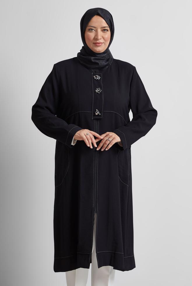 Vêtements hijab NOIR VESTE ZIPPÉE 45466 - ALVİNA