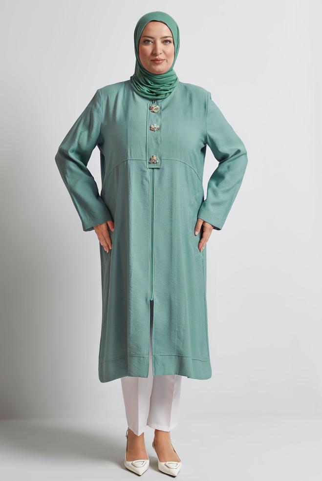 Vêtements hijab VERT VESTE ZIPPÉE 45466 - ALVİNA