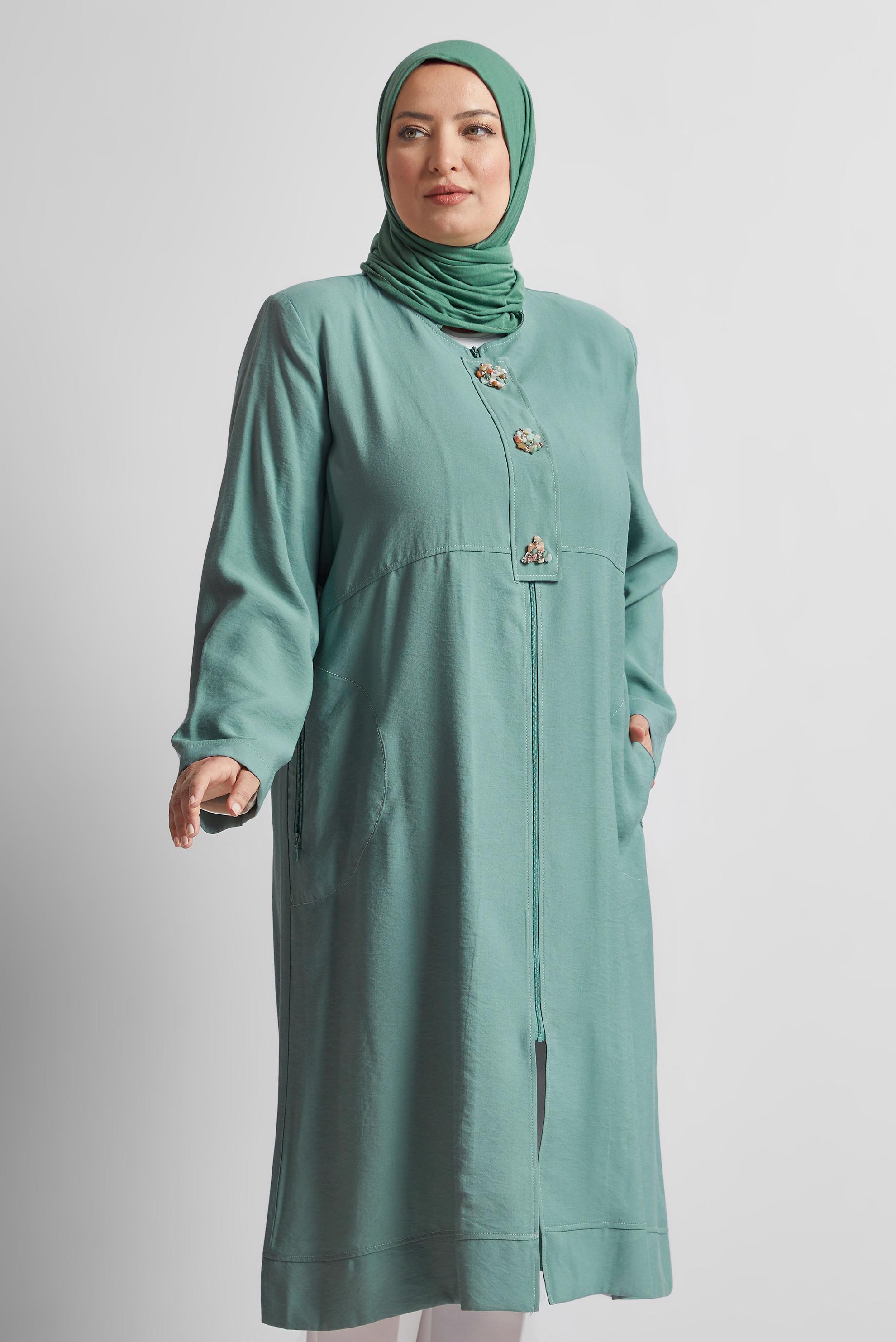 Vêtements hijab VERT VESTE ZIPPÉE 45466