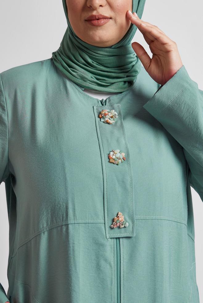 Vêtements hijab VERT VESTE ZIPPÉE 45466 - ALVİNA