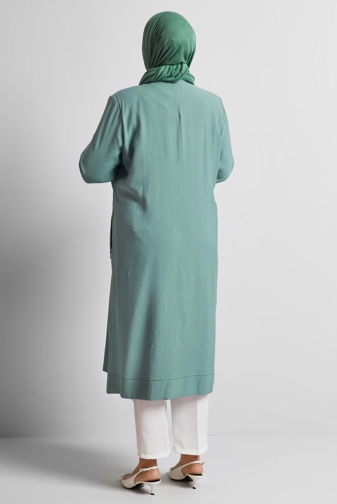 Vêtements hijab VERT VESTE ZIPPÉE 45466 - ALVİNA