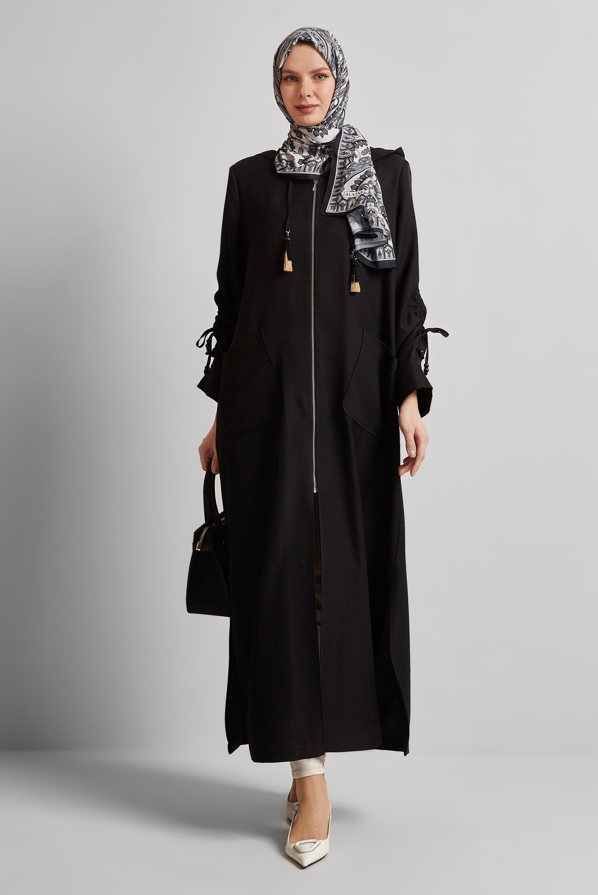 Vêtements hijab NOIR VESTE À CAPUCHE 45473