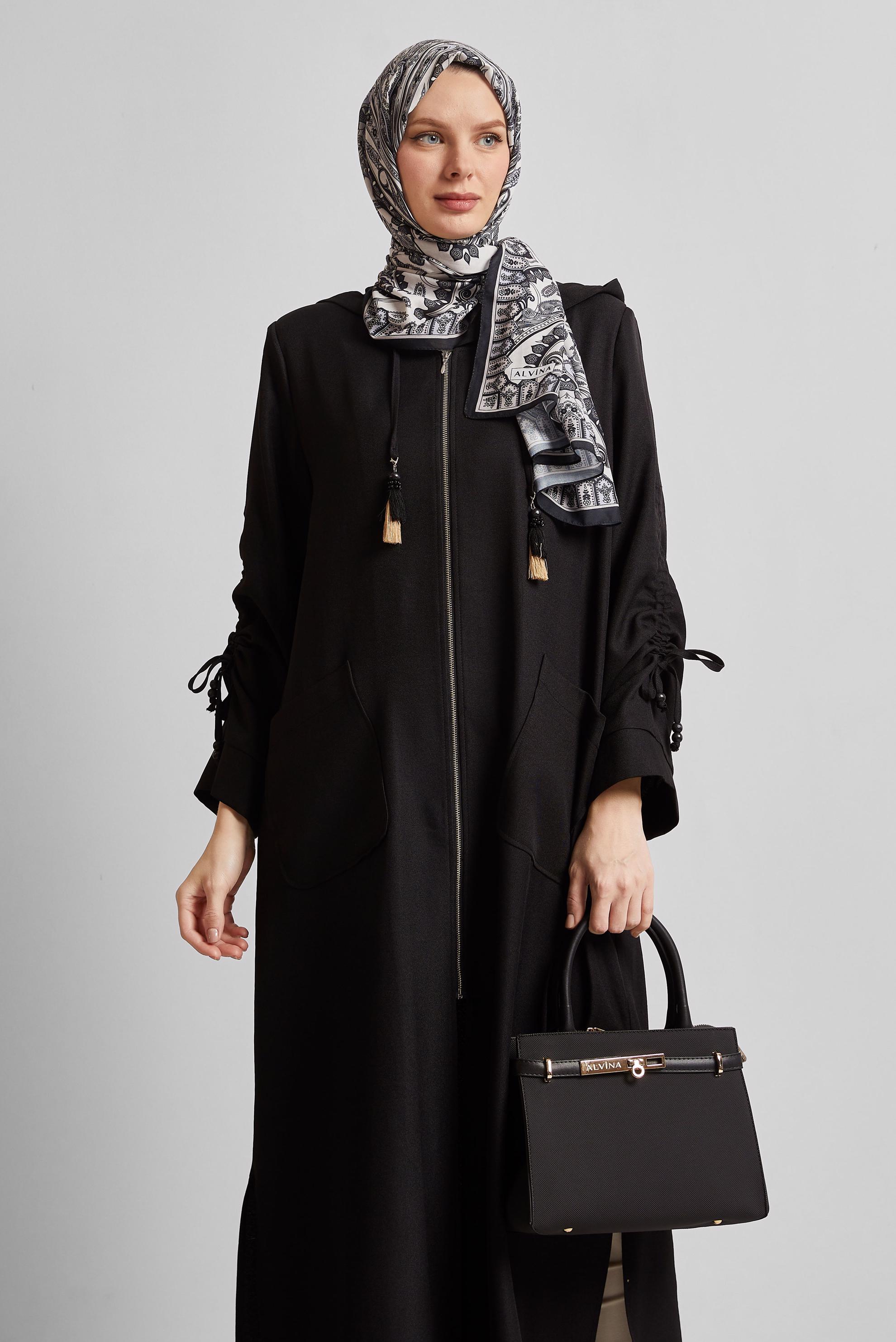 Vêtements hijab NOIR VESTE À CAPUCHE 45473