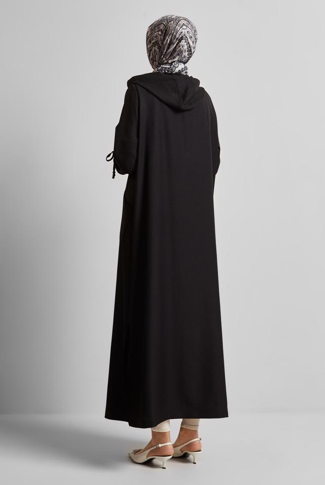 Hijab clothing BLACK HOODED JACKET 45473 - ALVİNA