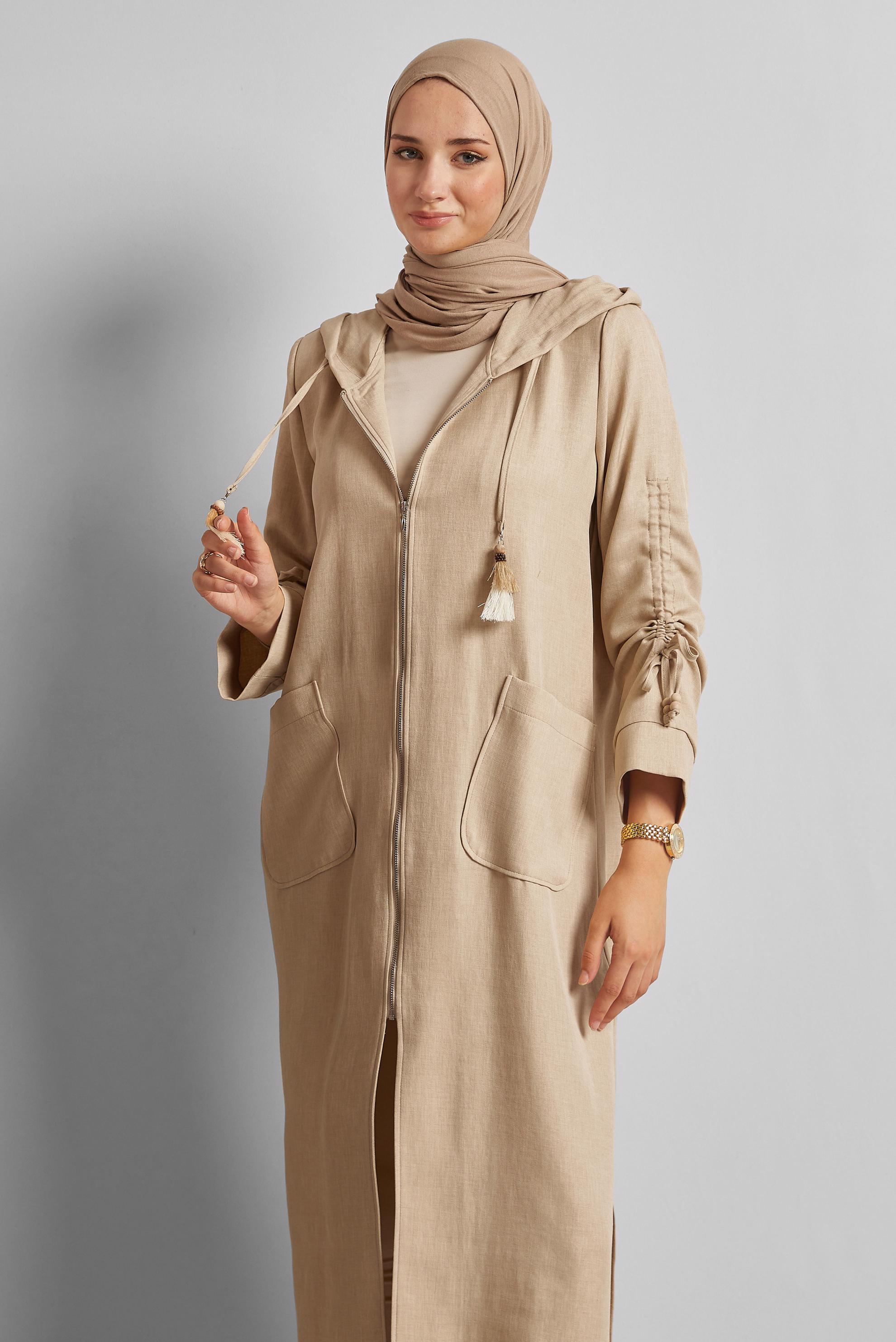 Vêtements hijab BEIGE VESTE À CAPUCHE 45473