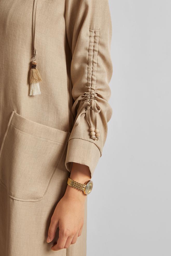 Hijab clothing BEIGE HOODED JACKET 45473 - ALVİNA