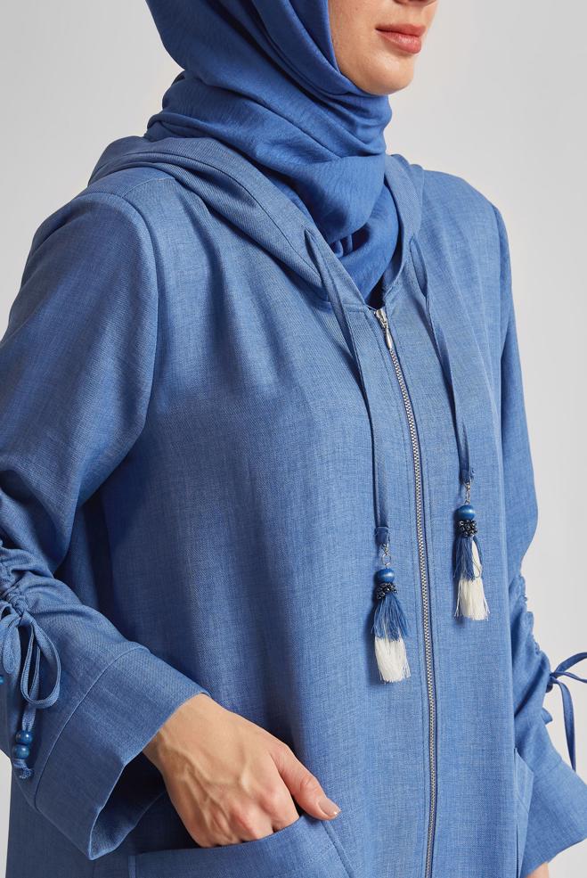 Vêtements hijab BLEU MARINE VESTE À CAPUCHE 45473 - ALVİNA