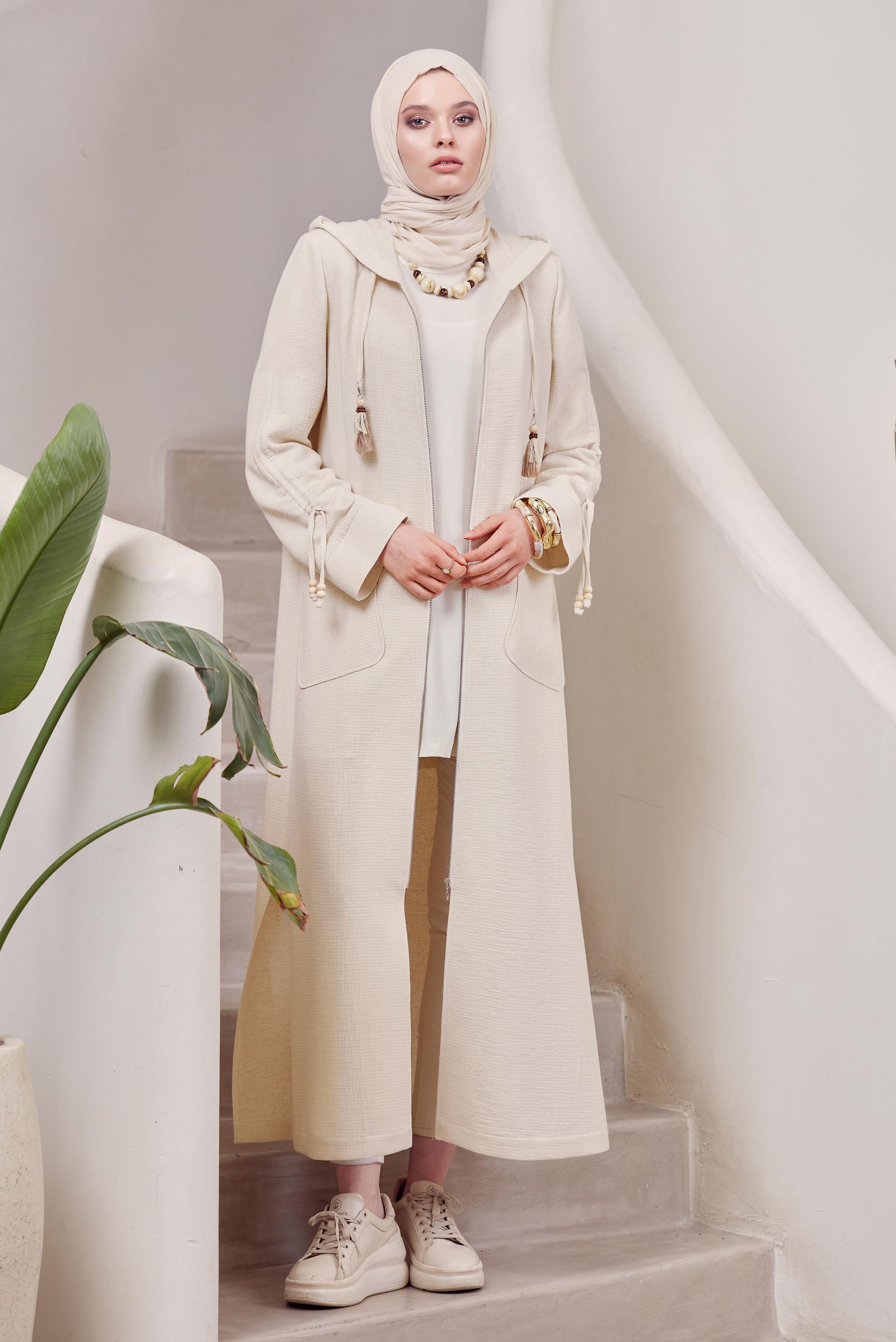 Vêtements hijab ÉCRUE VESTE À CAPUCHE 45473