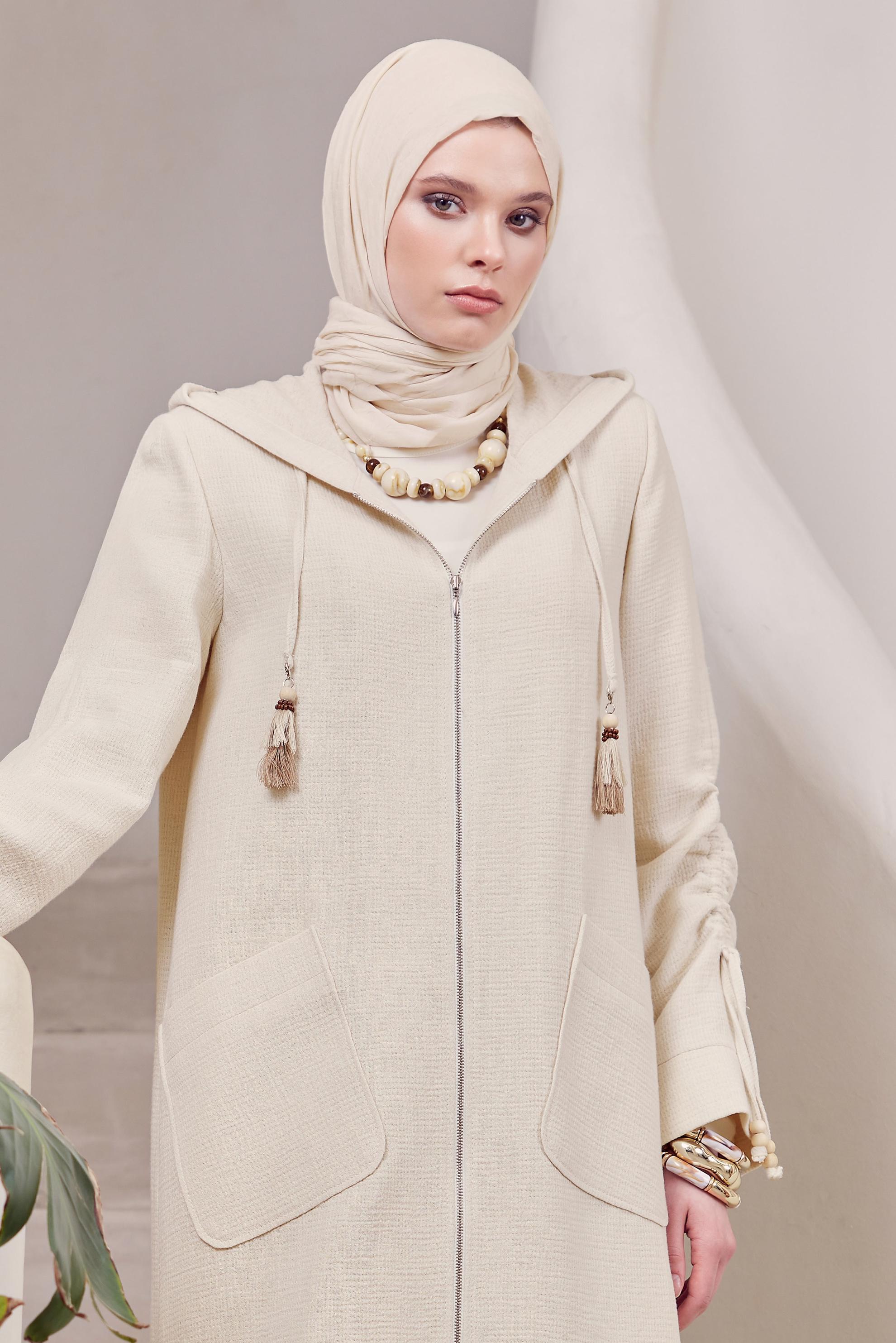 Vêtements hijab ÉCRUE VESTE À CAPUCHE 45473