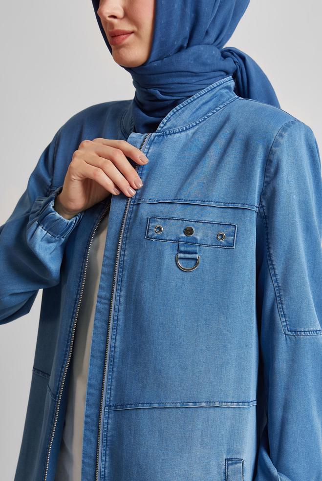 Vêtements hijab BLEU VESTE EN JEAN 45474 - ALVİNA