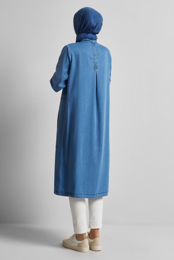 Vêtements hijab BLEU VESTE EN JEAN 45474 - ALVİNA