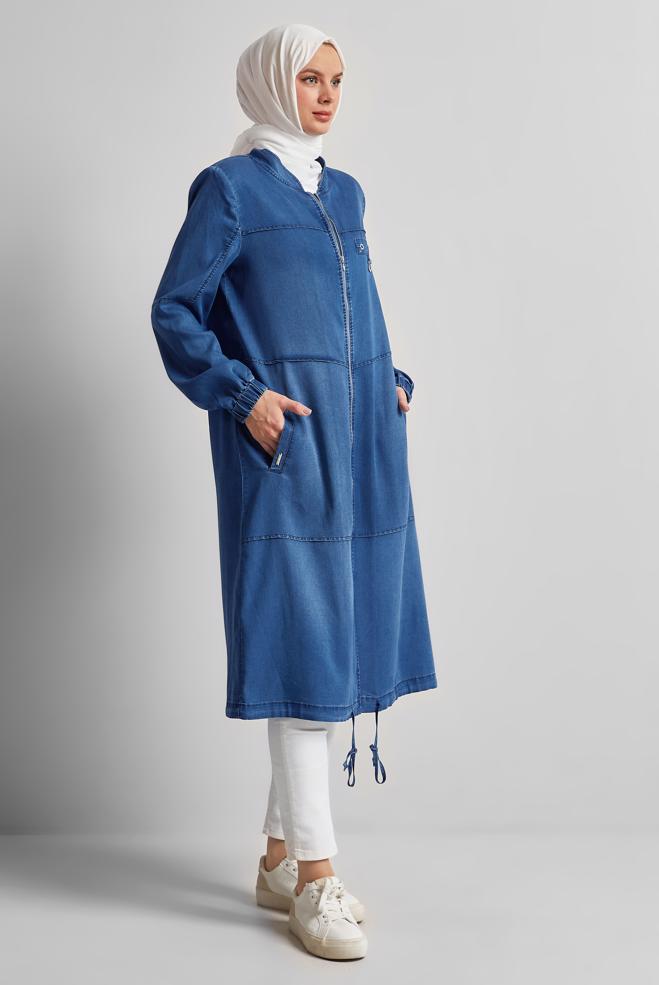 Vêtements hijab BLEU MARINE VESTE EN JEAN 45474 - ALVİNA