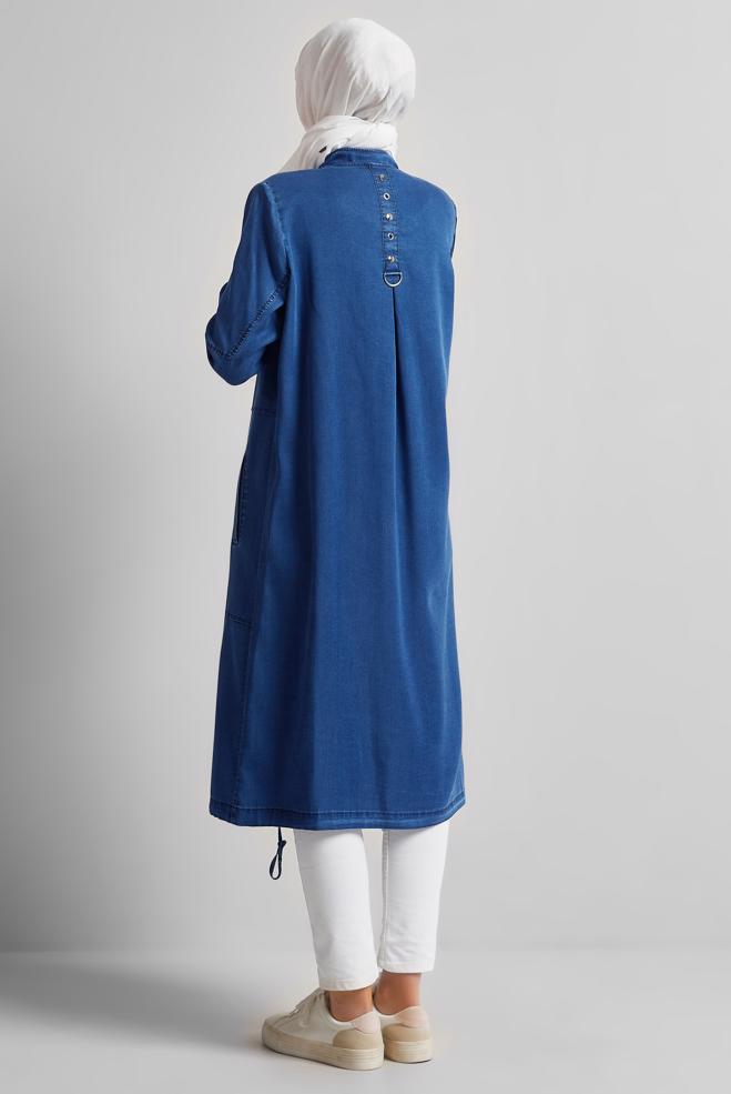 Vêtements hijab BLEU MARINE VESTE EN JEAN 45474 - ALVİNA