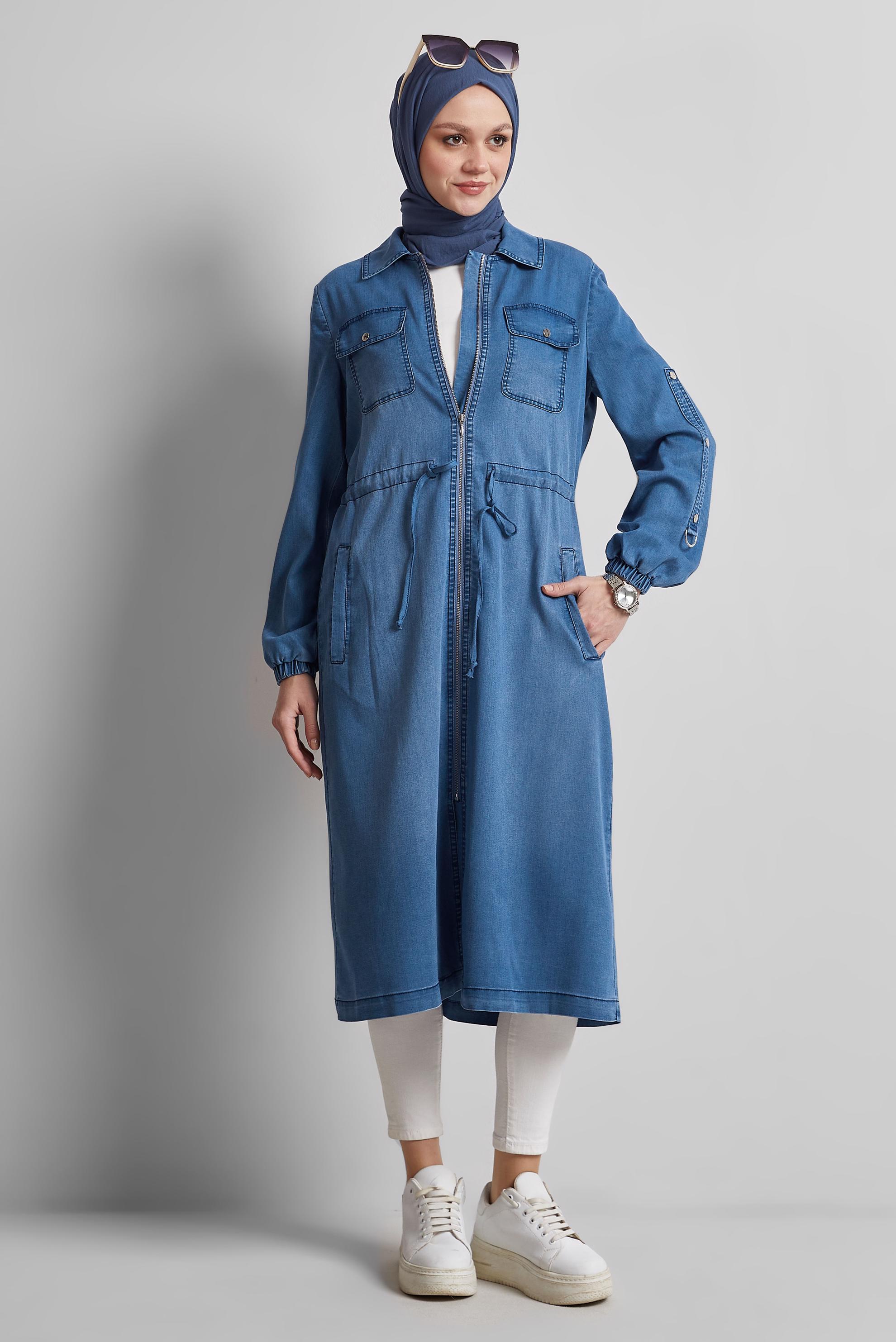 Vêtements hijab BLEU VESTE EN JEAN 45475