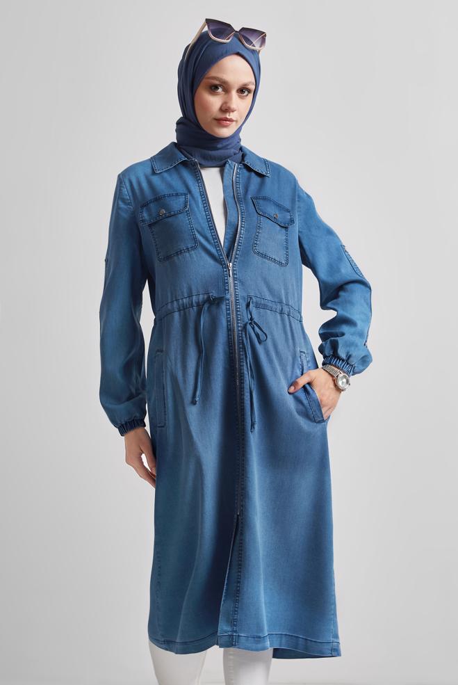 Hijab clothing BLUE DENIM JACKET 45475 - ALVİNA