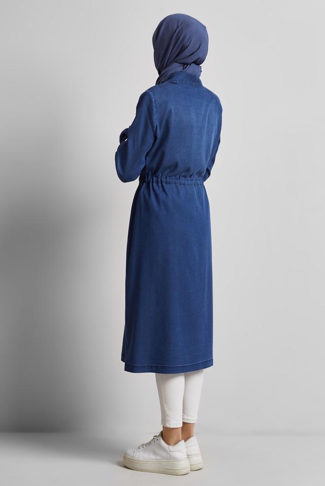 Vêtements hijab BLEU MARINE VESTE EN JEAN 45475 - ALVİNA