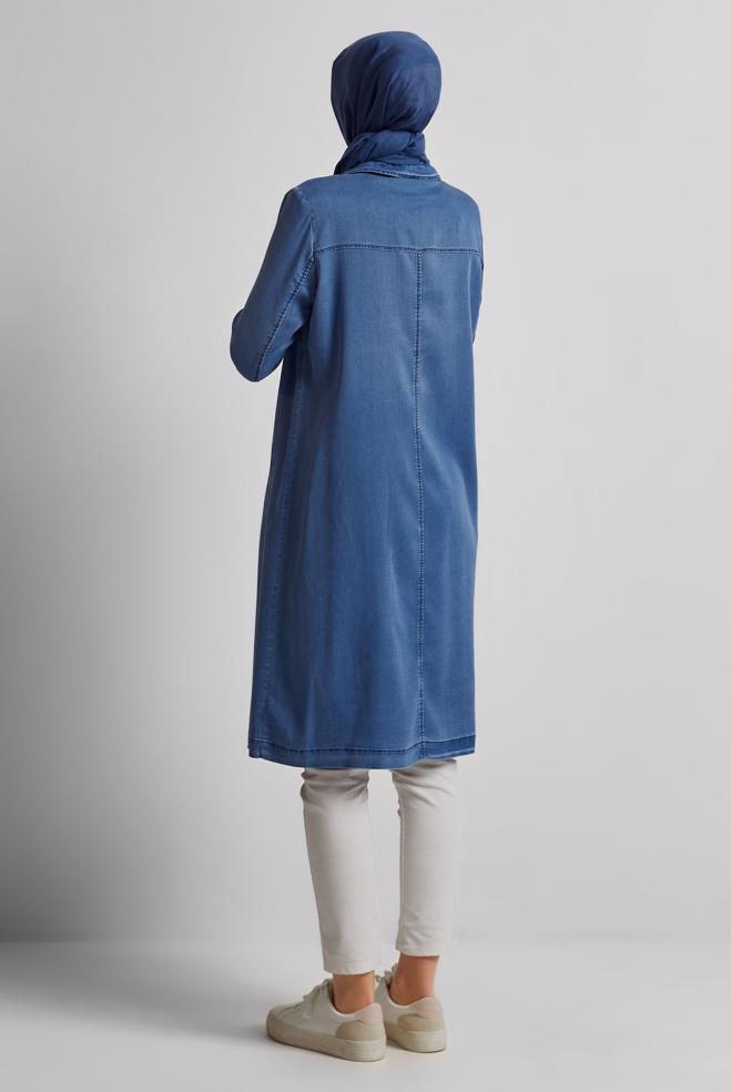 Hijab clothing BLUE DENIM JACKET WITH GEM 45478 - ALVİNA