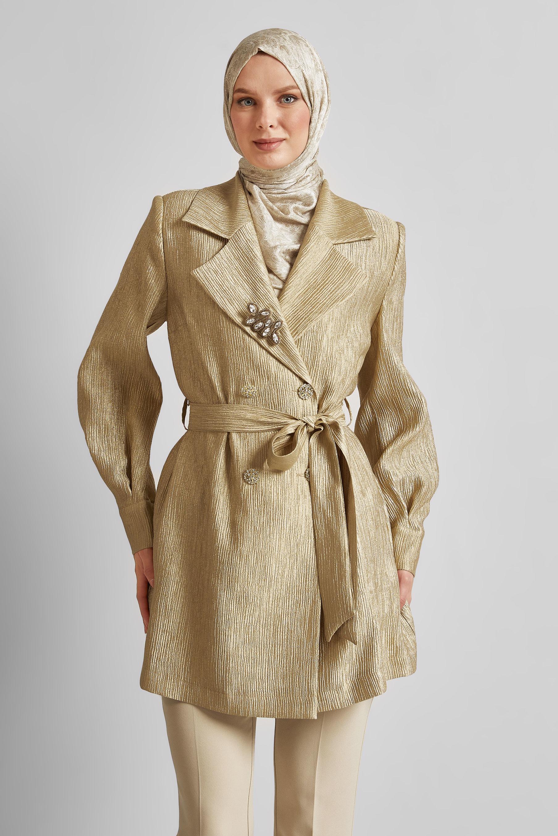 Vêtements hijab OR VESTE CEINTURÉE AVEC BROCHE 45546