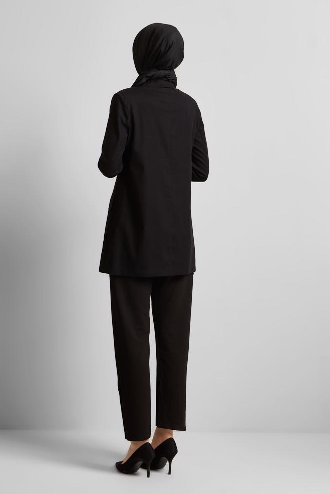 Hijab clothing BLACK DOUBLE BREASTED JACKET 45549 - ALVİNA