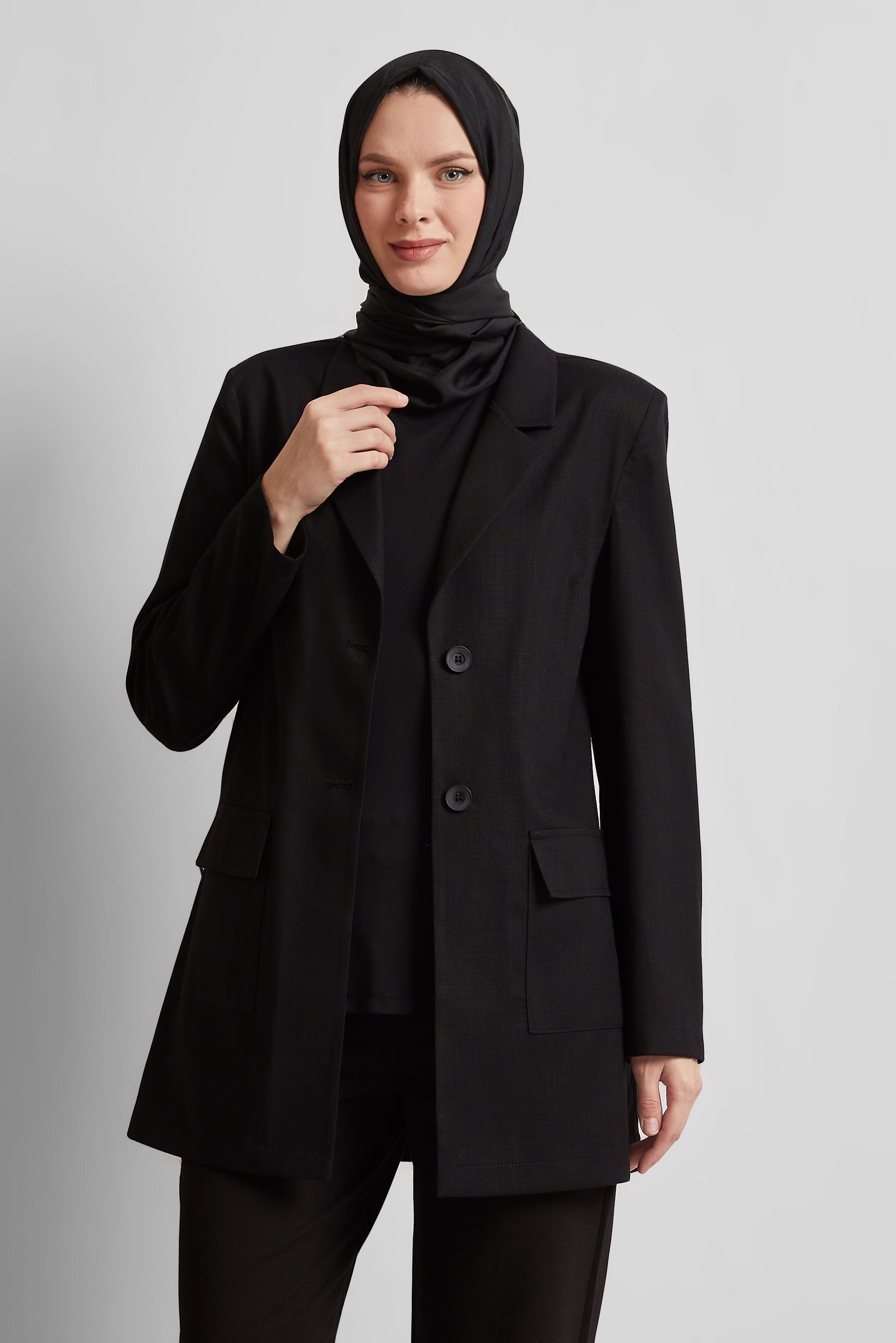 Vêtements hijab NOIR VESTE À DOUBLE BOUTONNAGE 45549
