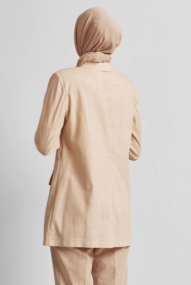 Hijab clothing BEIGE DOUBLE BREASTED JACKET 45549 - ALVİNA