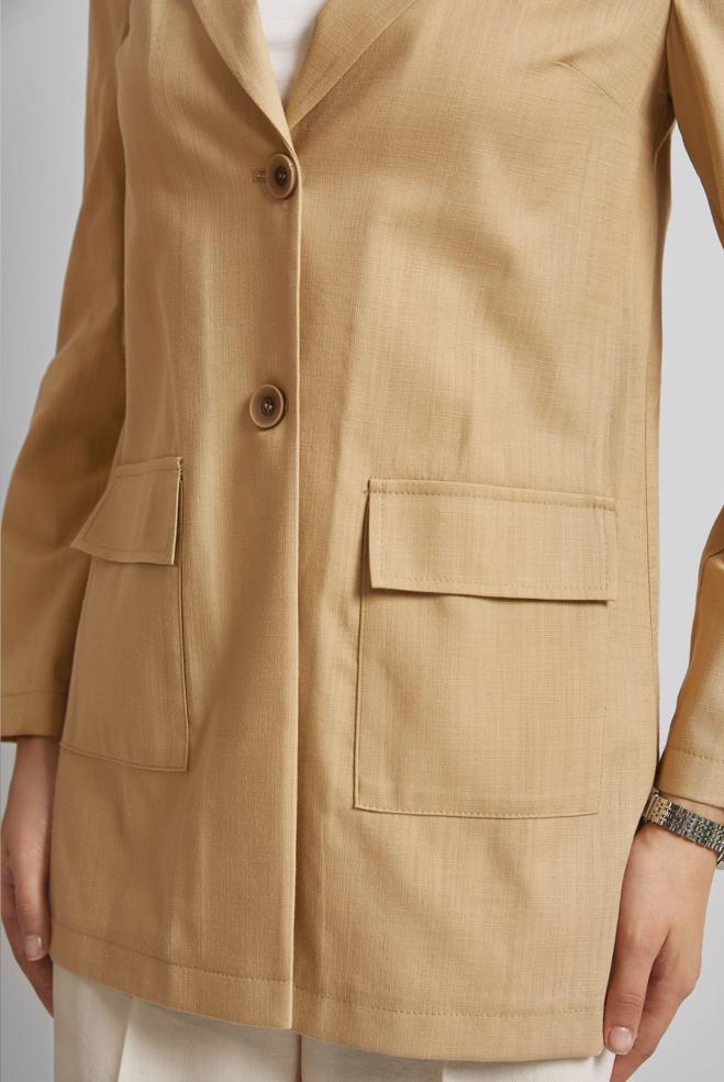 Hijab-Kleidung BRAUN ZWEIREIHIGE JACKE 45549 - ALVİNA