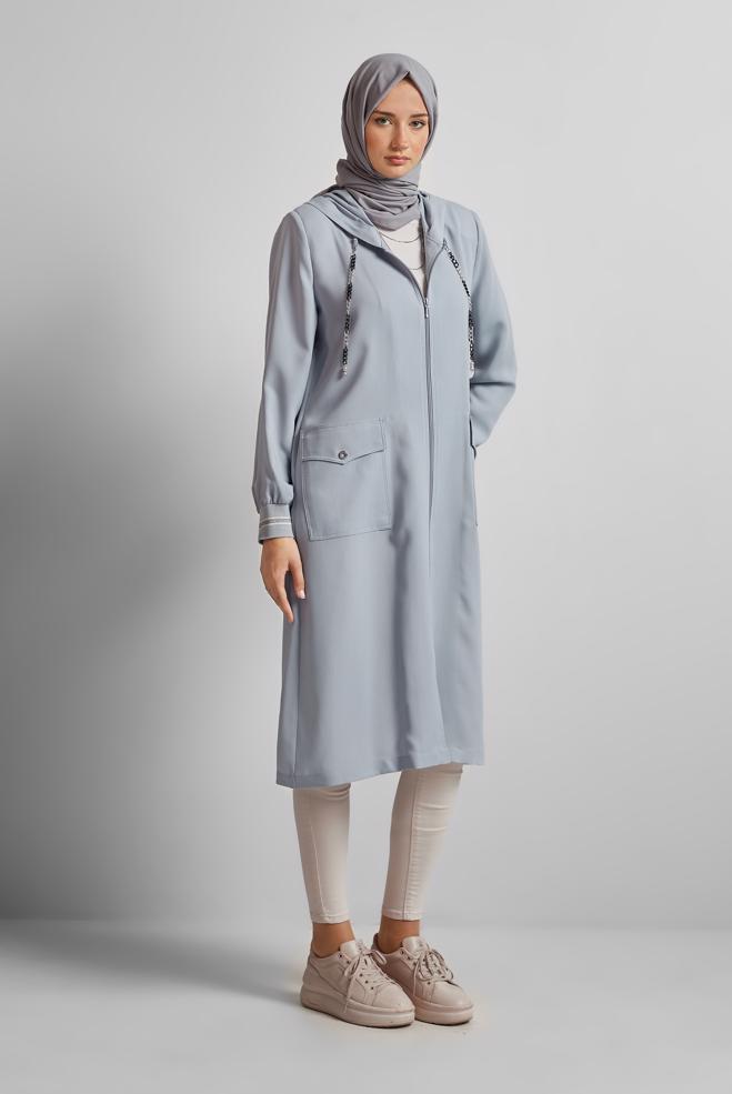 Hijab clothing GREY HOODED JACKET 45598 - ALVİNA